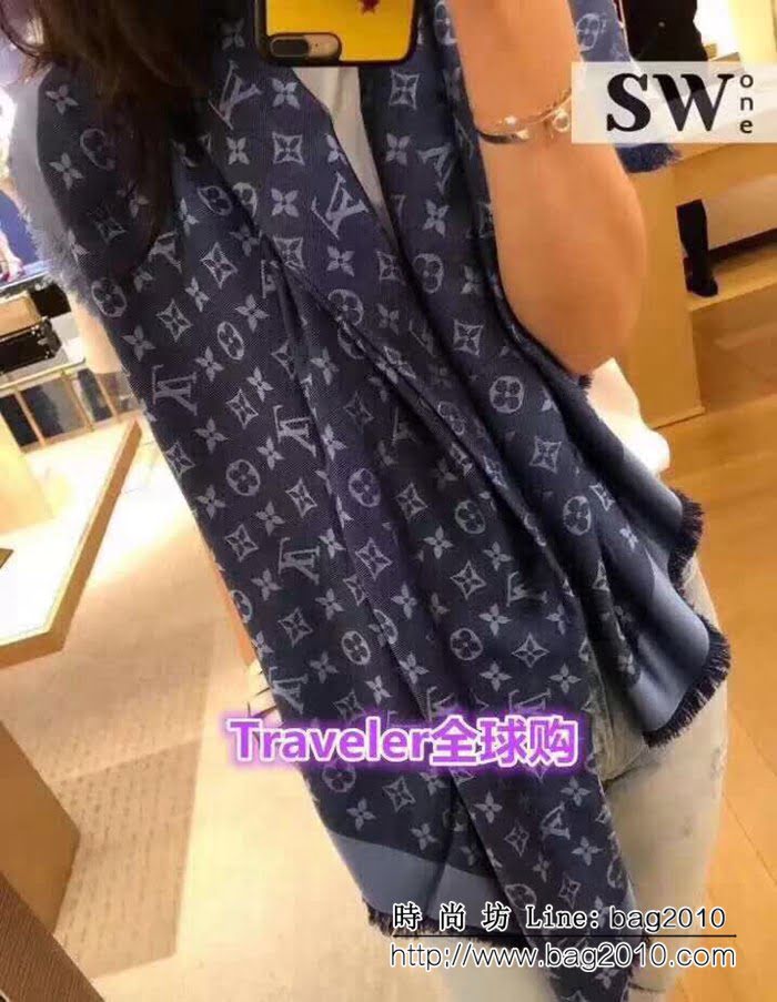 路易威登LV最經典款Louis Vuitton 暗紋提花圍巾 LLWJ6111